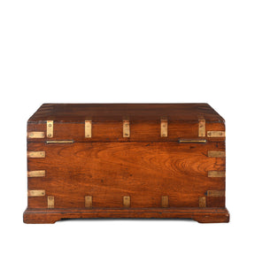 Brass Bound Teak Campaign Box From Rajasthan - 19th Century