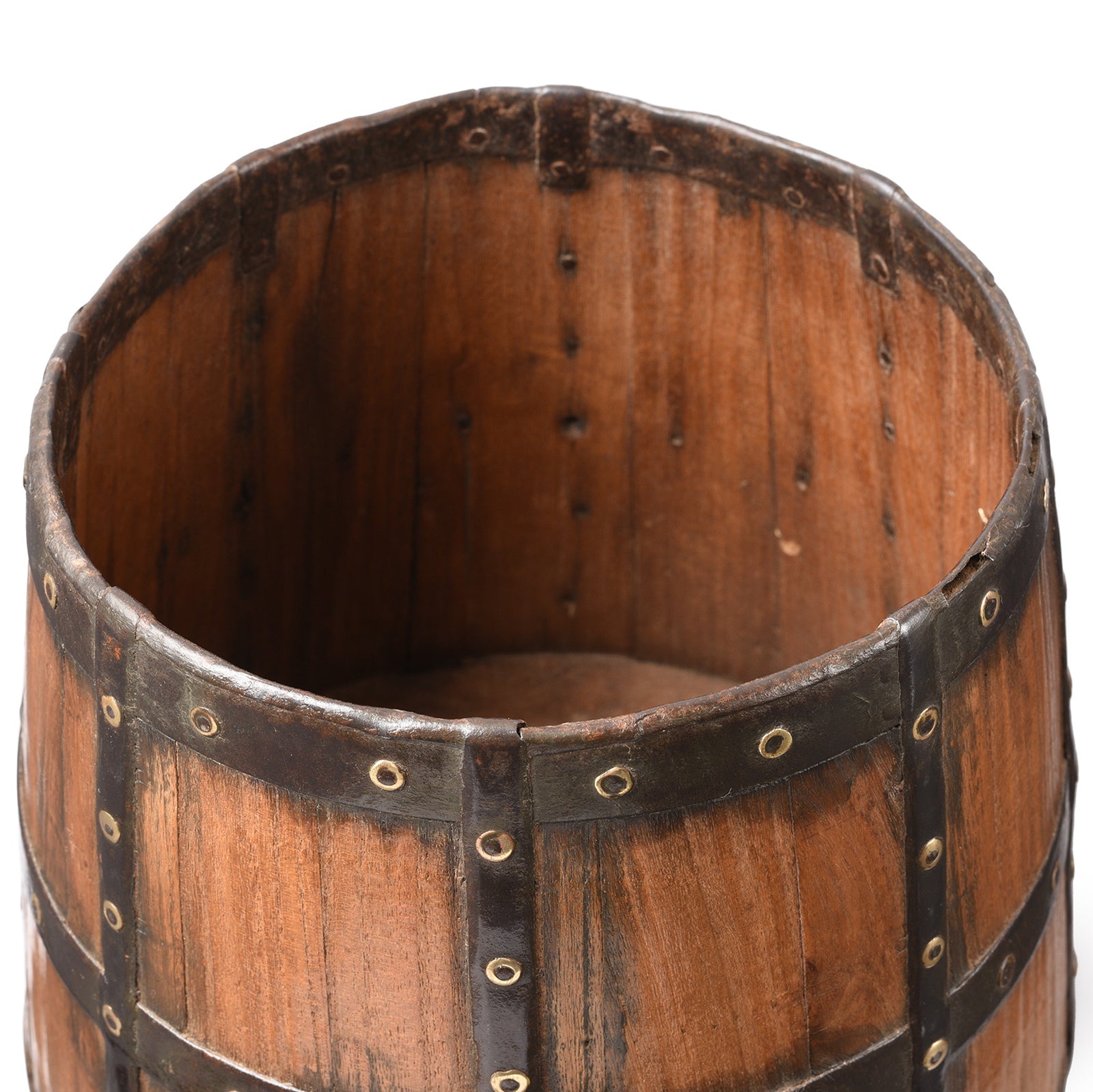 Iron Bound Teak Grain Measure From Rajasthan - 19th Century
