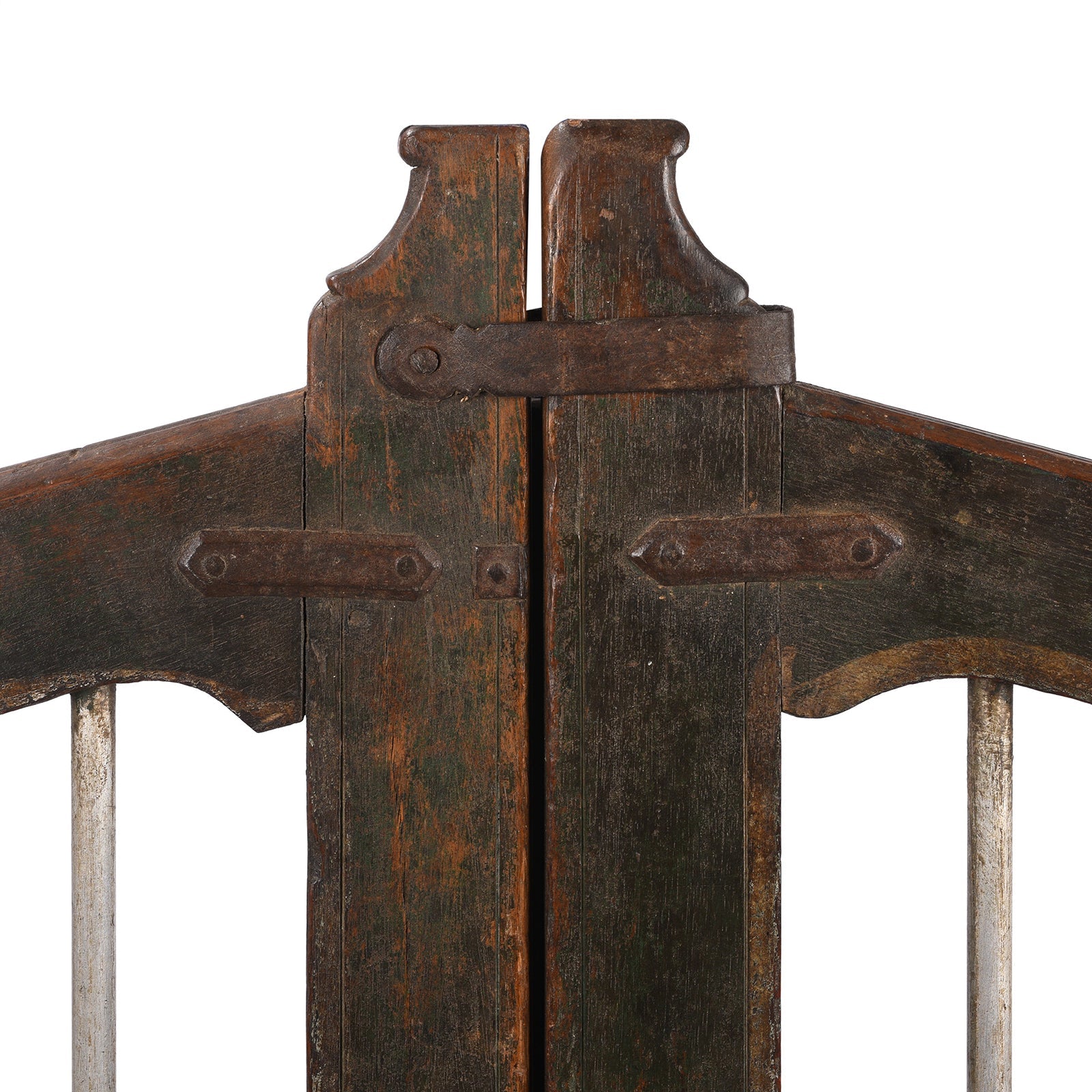 Painted Teak Dog Gate From Gujarat - 19th Century