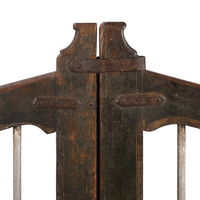 Painted Teak Dog Gate From Gujarat - 19th Century