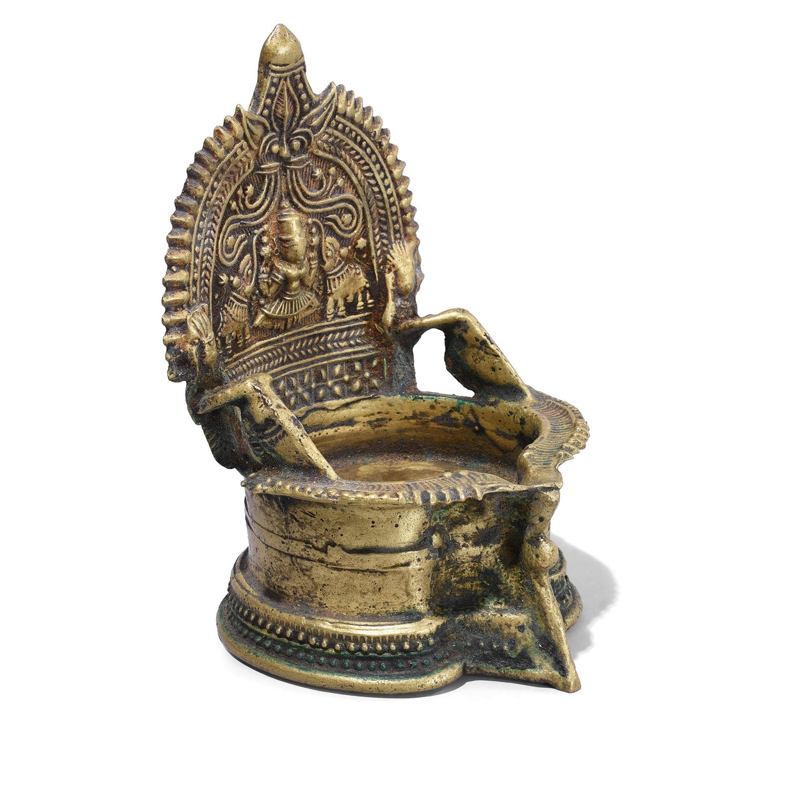 Brass Deepa Lakshmi Votive Lamp From Tamil Nadu - 19th Century