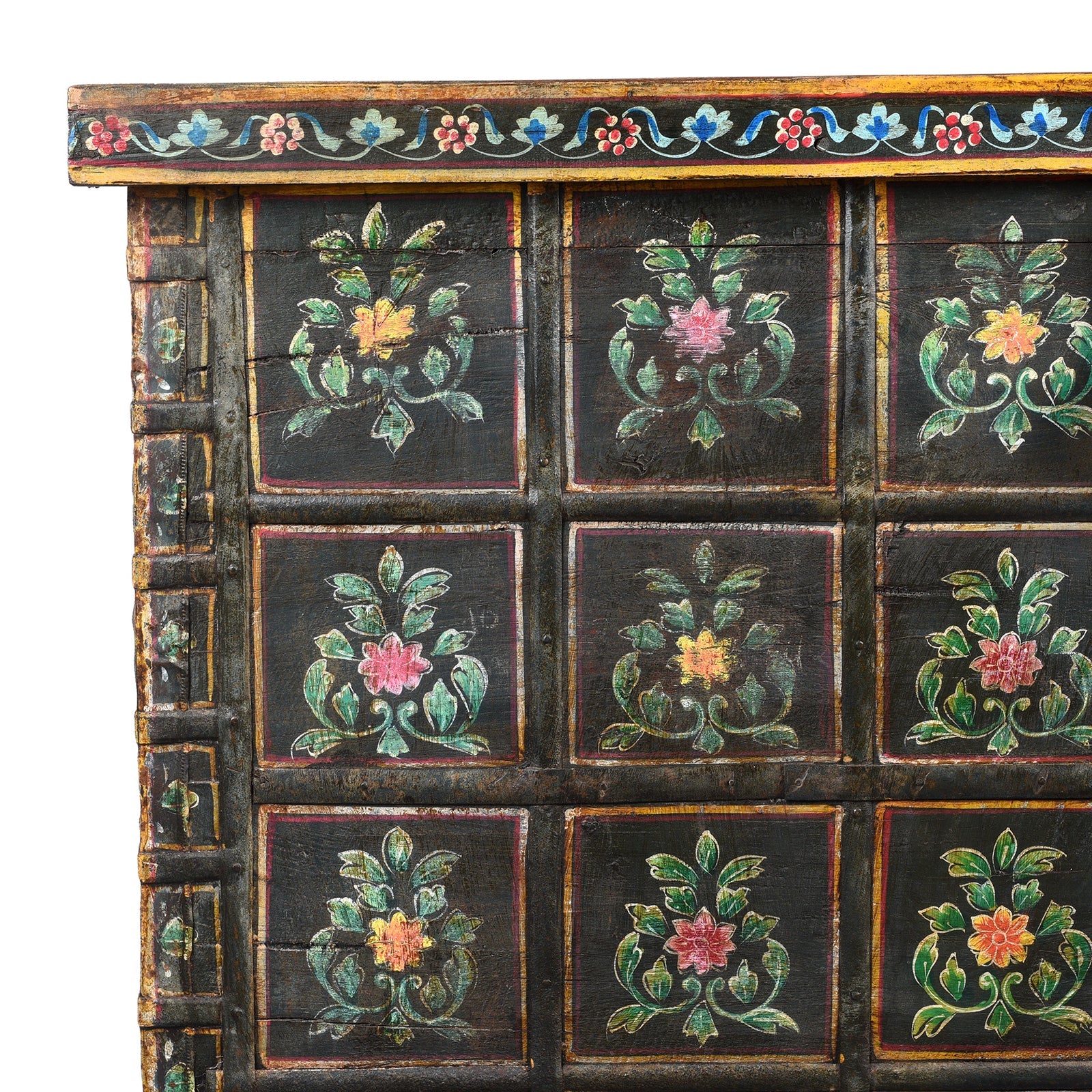 Vintage Painted Pithara Console Chest