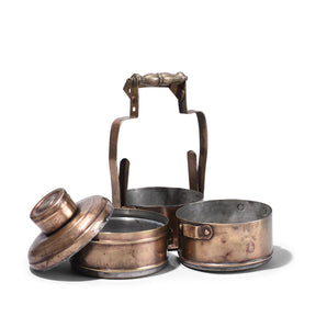 3 Tier Brass Tiffin Box - Ca 1900