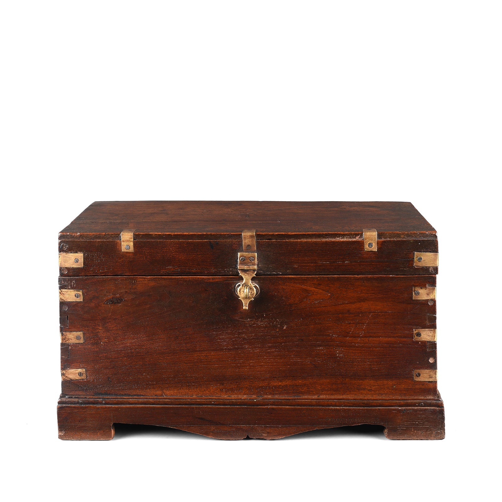 Brass Bound Teak Jewellery Box From Rajasthan - 19th Century