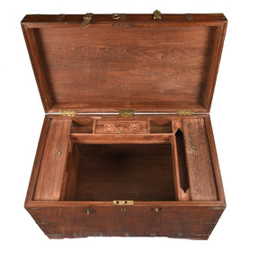 Brass Bound Teak Military Chest From Burma - 19th Century