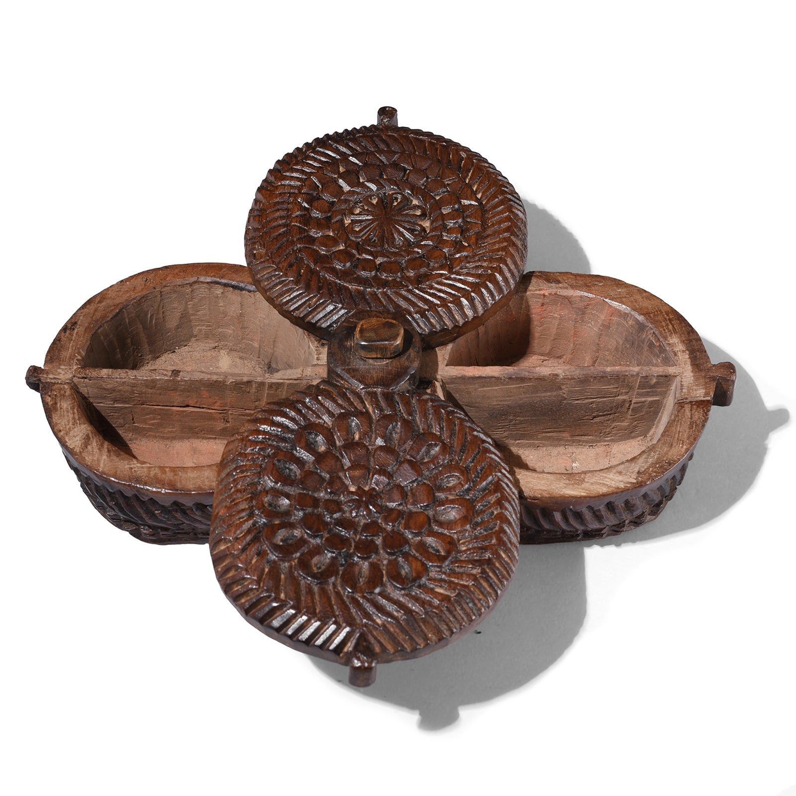 Carved Masala Box From Rajasthan - 19th Century