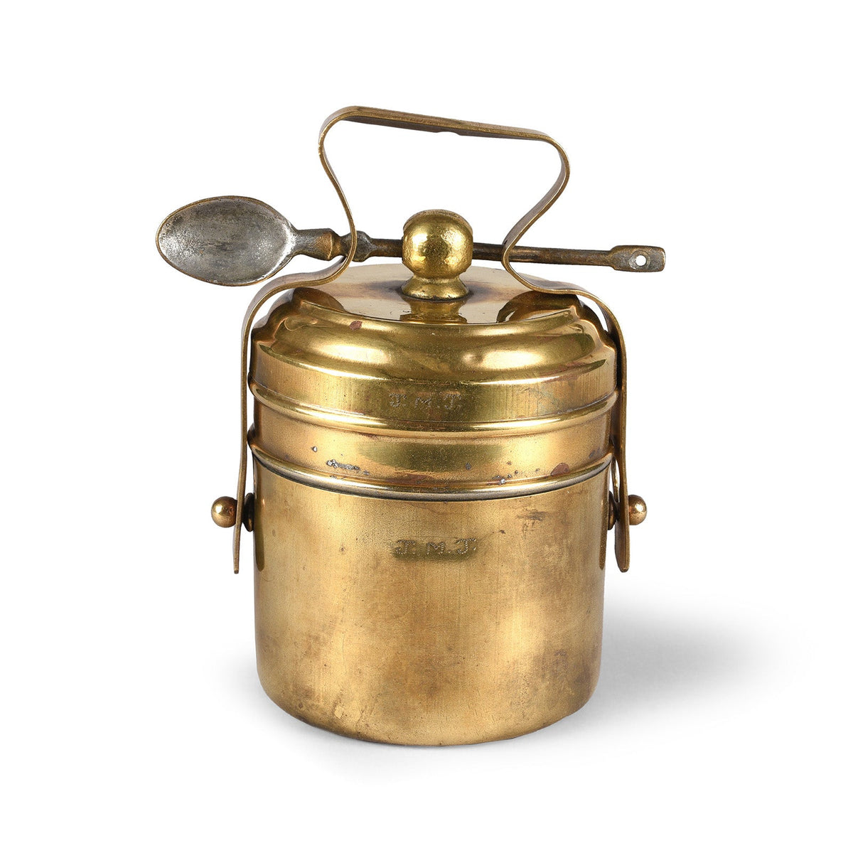 2 Tier Indian Vintage Brass Tiffin Box Set - Ca 1930