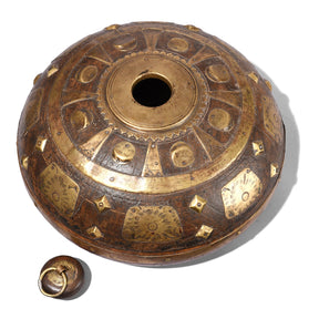 Brass & Teak Tobacco Box From Rajasthan - Ca 1910