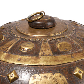 Brass & Teak Tobacco Box From Rajasthan - Ca 1910
