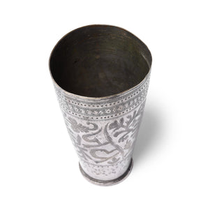Vintage Lassi Cup - Nickel Plated Engraved Brass - Early 20th Century