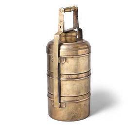 3 Tier Indian Vintage Brass Tiffin Box Set - Ca 1930