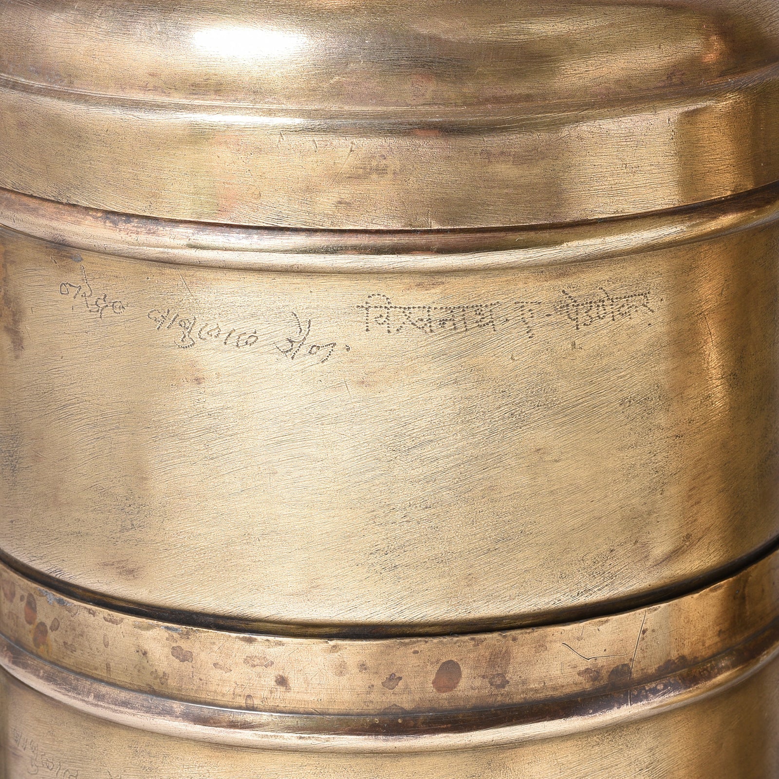 3 Tier Indian Vintage Brass Tiffin Box Set - Ca 1930