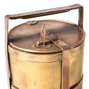 4 Tier Indian Vintage Brass Tiffin Box Set - Ca 1930