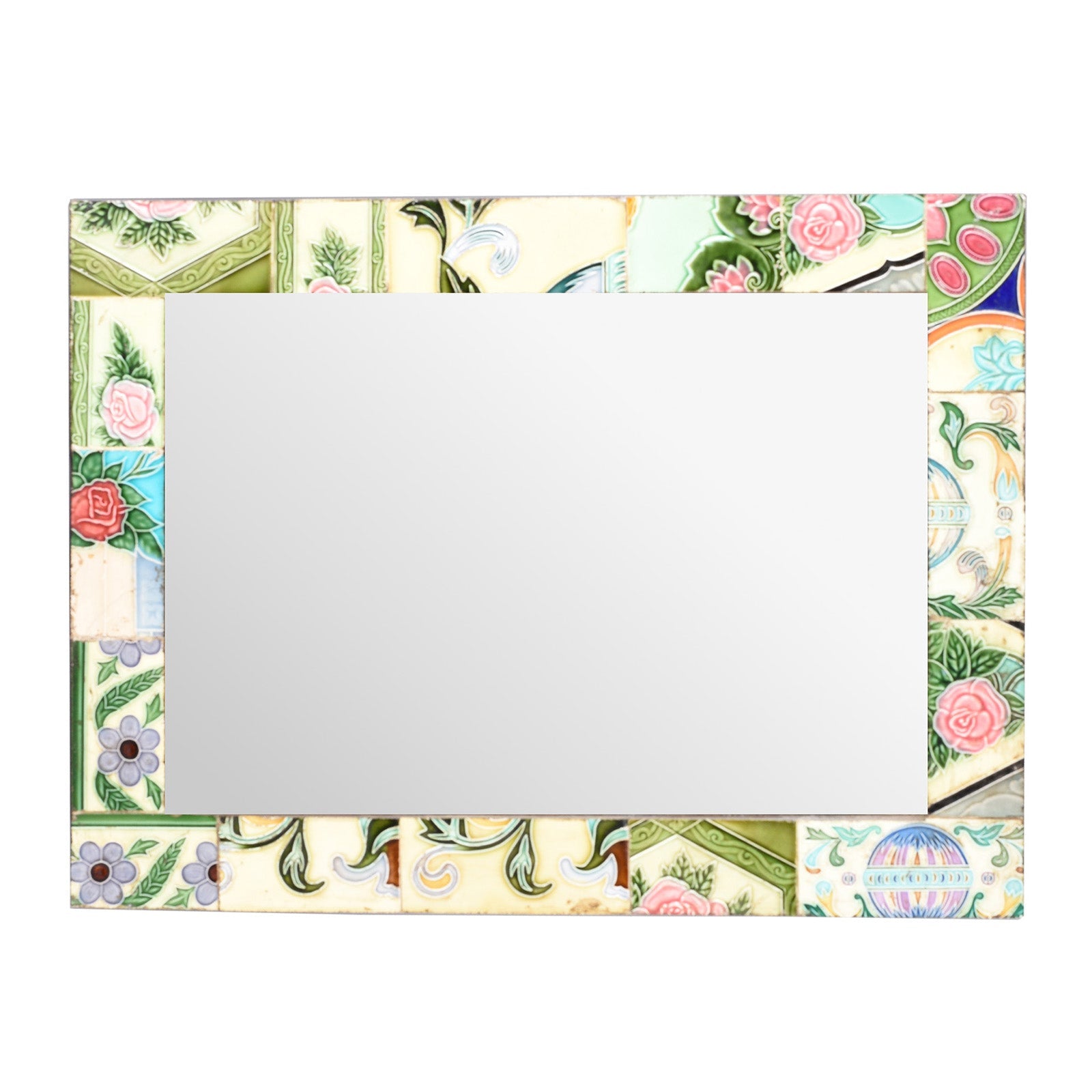 Mirror Made From Old Japanese Ceramic Tiles - Circa 1920
