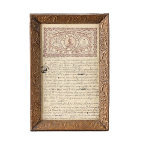 Framed Hand Written Indian Loan From Bikaner - Ca 1940's