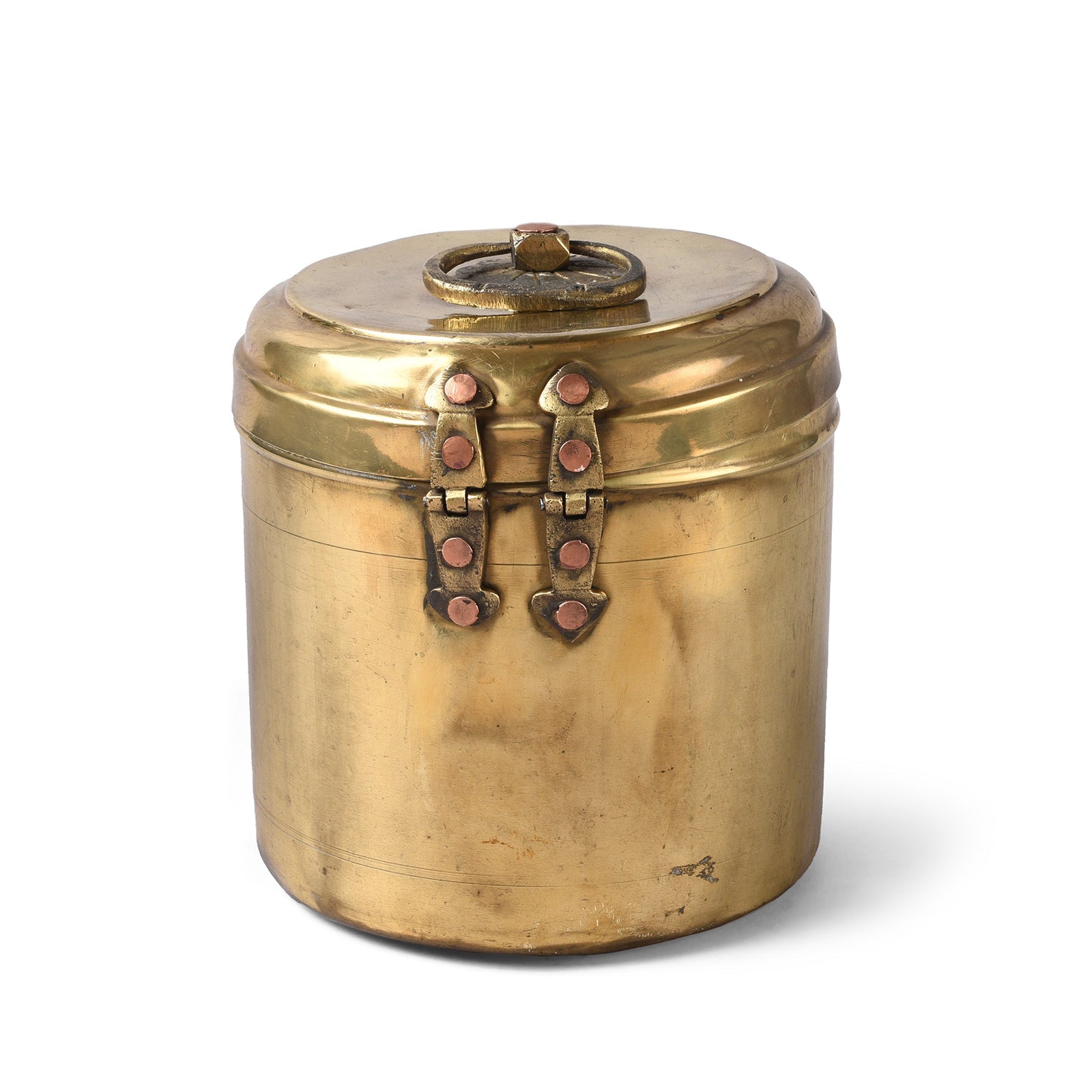 Vintage Indian Brass Food Caddy From Bombay - Ca 1920