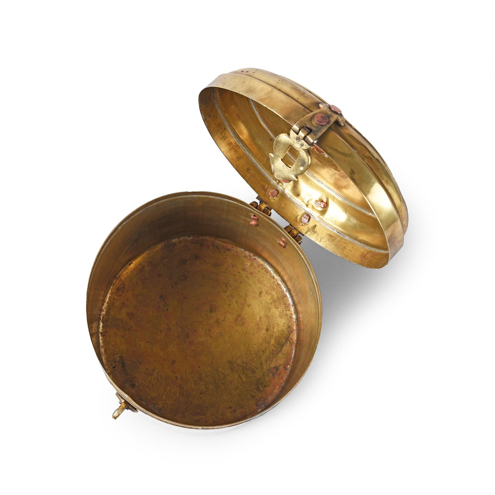 Vintage Indian Brass Food Caddy From Bombay - Ca 1920