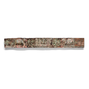 Carved Teak Elephant Lintel Panel From Gujarat - 19th Century