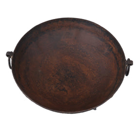 Old Kadai Fire Bowl From Rajasthan - Ca 1920 Inc Stand & Grill