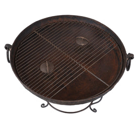 Old Kadai Fire Bowl From Rajasthan - Ca 1920 Inc Stand & Grill