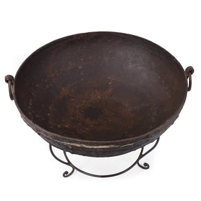 Old Kadai Fire Bowl on Stand - Ca 1900 - 79cm