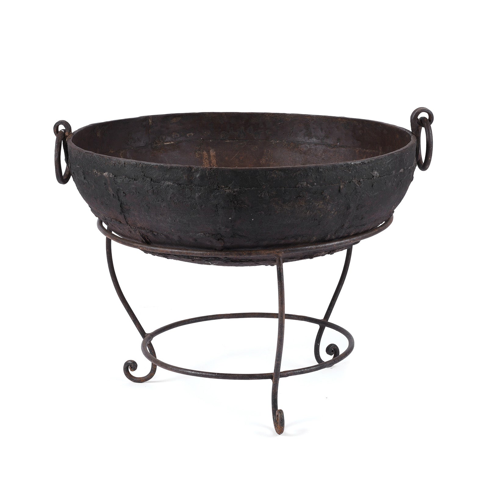Old Kadai Fire Bowl On Stand - Ca 1920 - 70cm