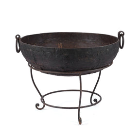 Old Kadai Fire Bowl On Stand - Ca 1920 - 70cm