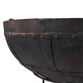 Old Kadai Fire Bowl From Rajasthan - Ca 1920 Inc Stand & Grill