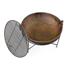 Old Kadai Fire Bowl on Stand - Ca 1920 - 88cm