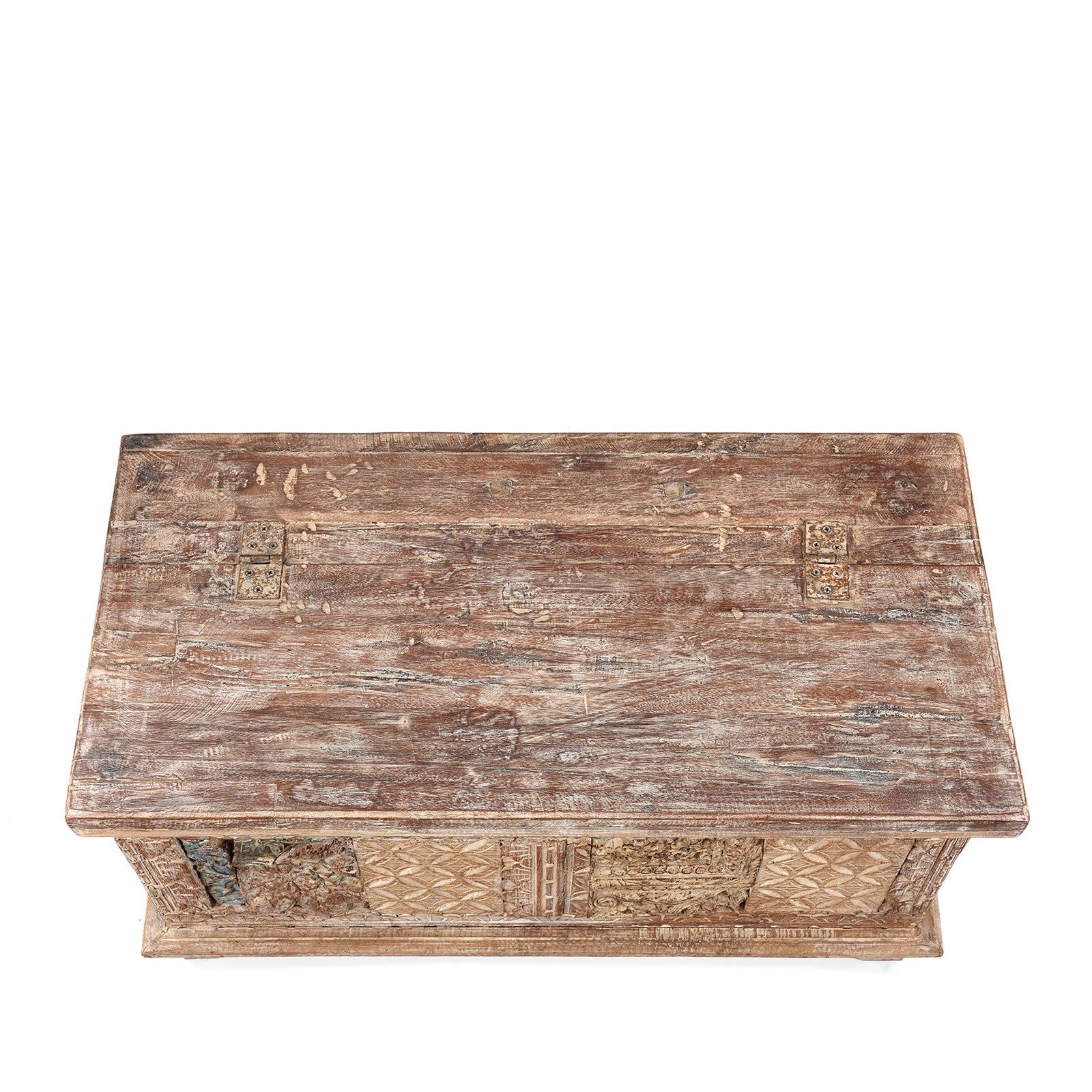 Carved Blanket Chest Made From Reclaimed Teak