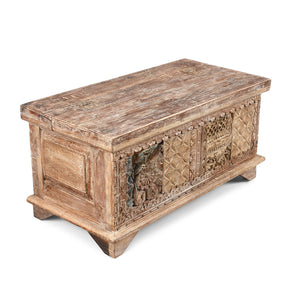 Carved Blanket Chest Made From Reclaimed Teak
