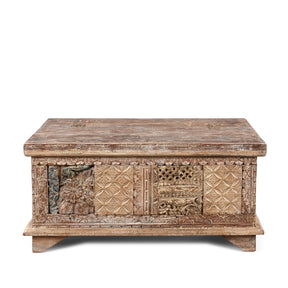 Carved Blanket Chest Made From Reclaimed Teak