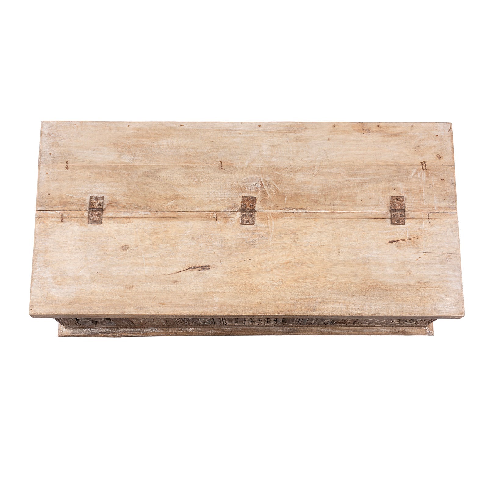 Carved Blanket Chest Made From Reclaimed Teak