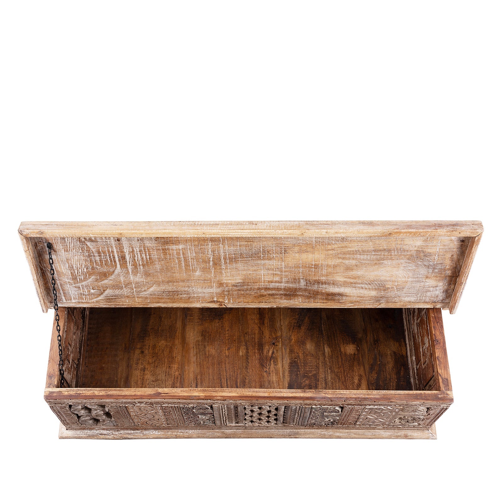 Carved Blanket Chest Made From Reclaimed Teak