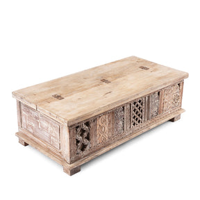 Carved Blanket Chest Made From Reclaimed Teak