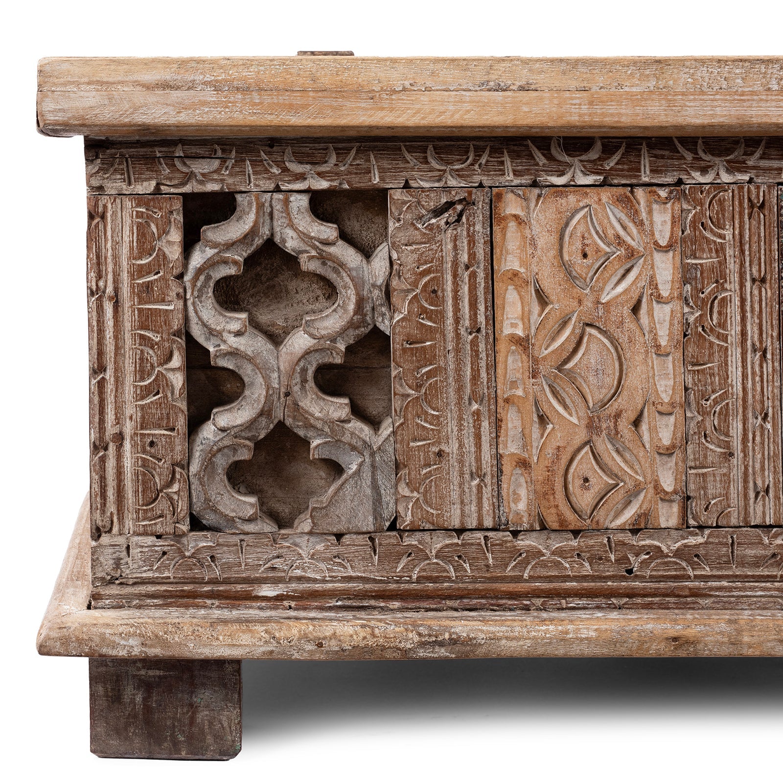 Carved Blanket Chest Made From Reclaimed Teak