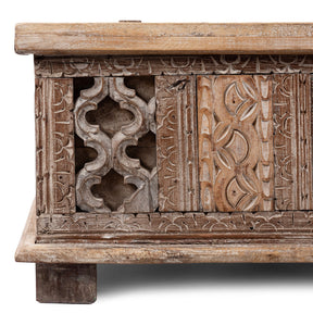 Carved Blanket Chest Made From Reclaimed Teak