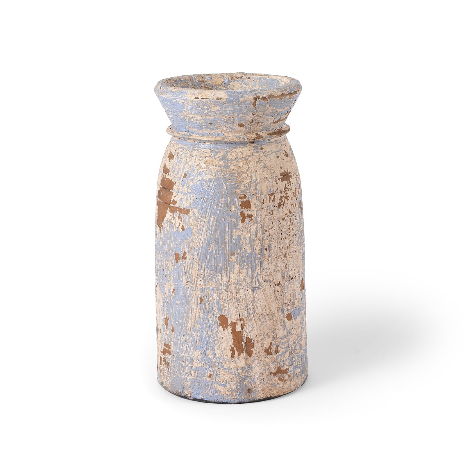 Vintage Painted Wood Pot From Kullu