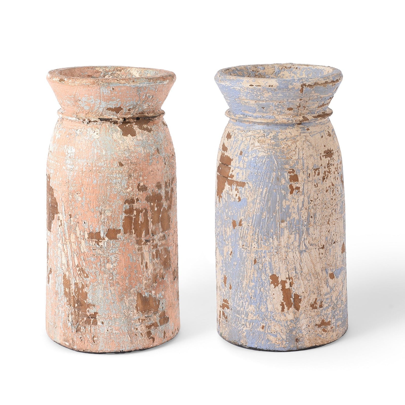 Vintage Painted Wood Pot From Kullu