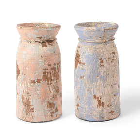 Vintage Painted Wood Pot From Kullu