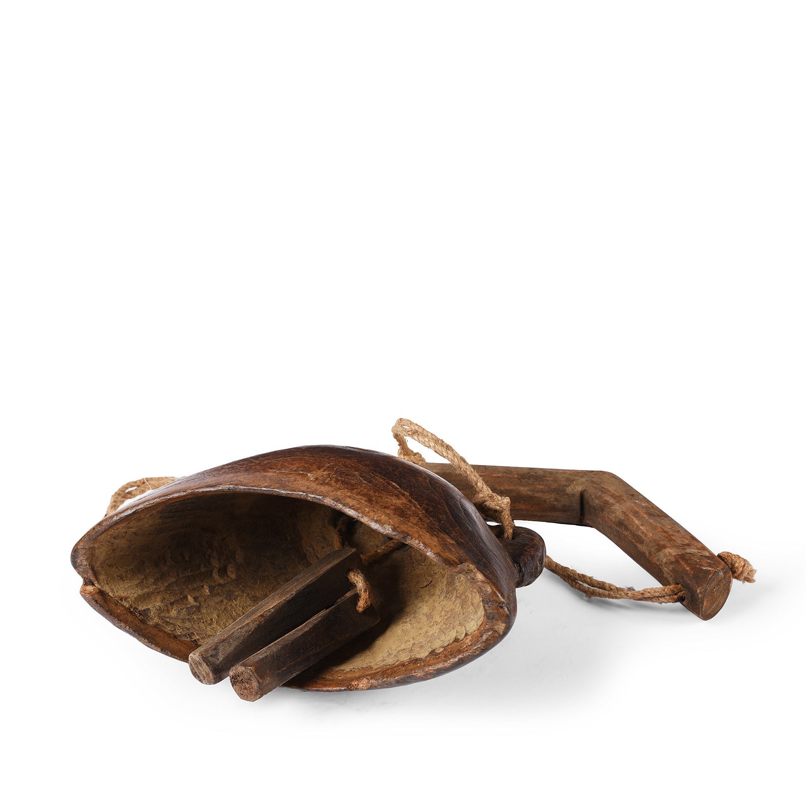 Carved Teak Cow Bell From Rajasthan - Early 20th Century