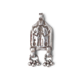 Tribal Silver Diety Amulet From Rajasthan