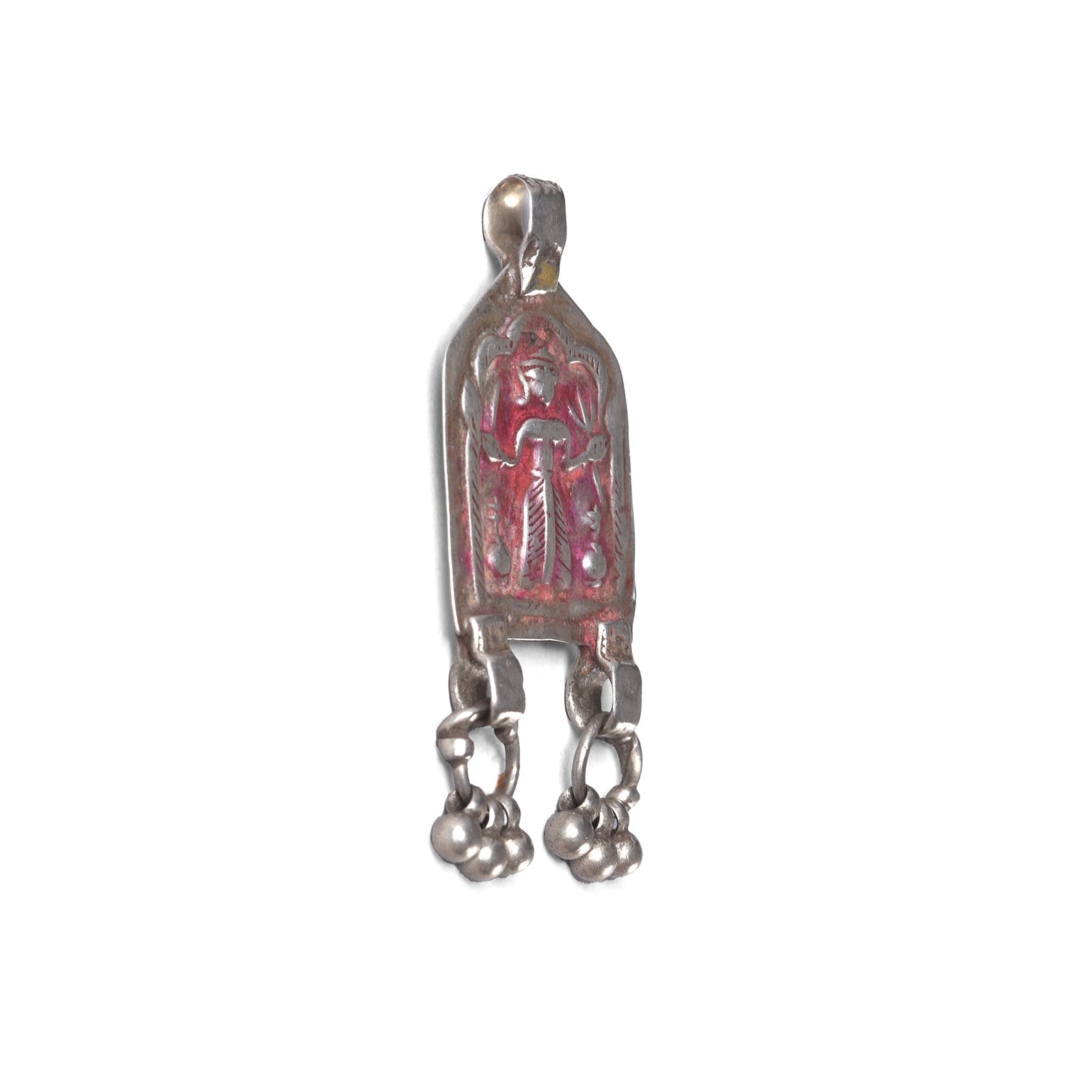 Tribal Silver Diety Amulet From Rajasthan