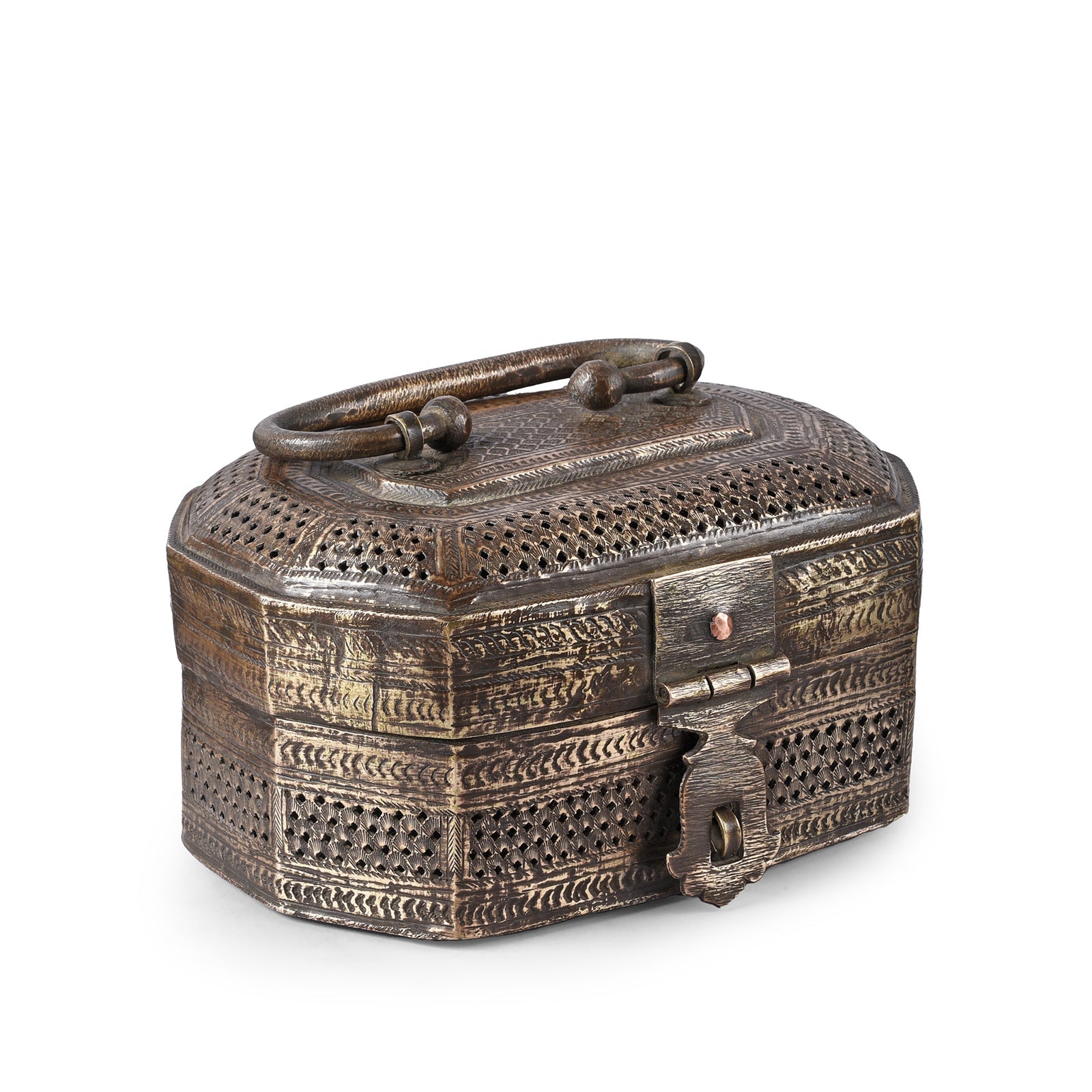 Indian Brass Jali Paan Dan Box - Circa 1910