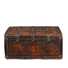 Chip Carved Merchants Box From Rajasthan - 19th Century