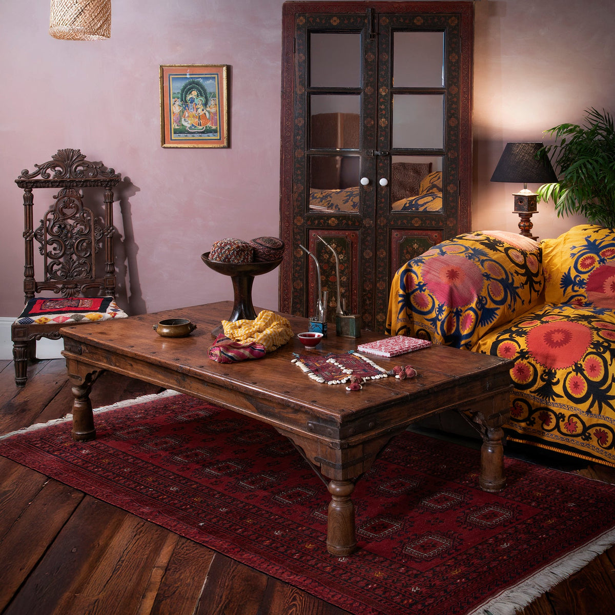 Antique Takhat Table From Shekhawati - 19th Century