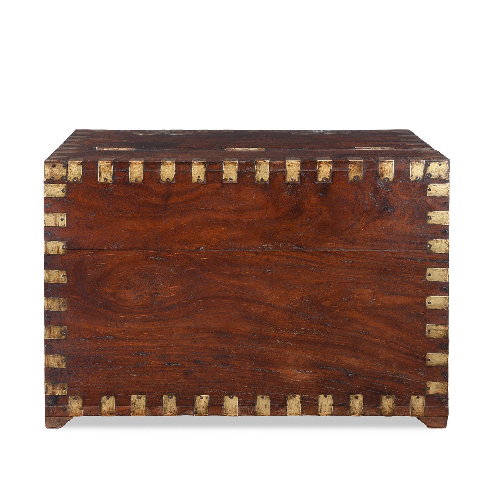 Brass Bound Teak Chest From Shekhawati - 19th Century