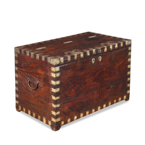 Brass Bound Teak Chest From Shekhawati - 19th Century