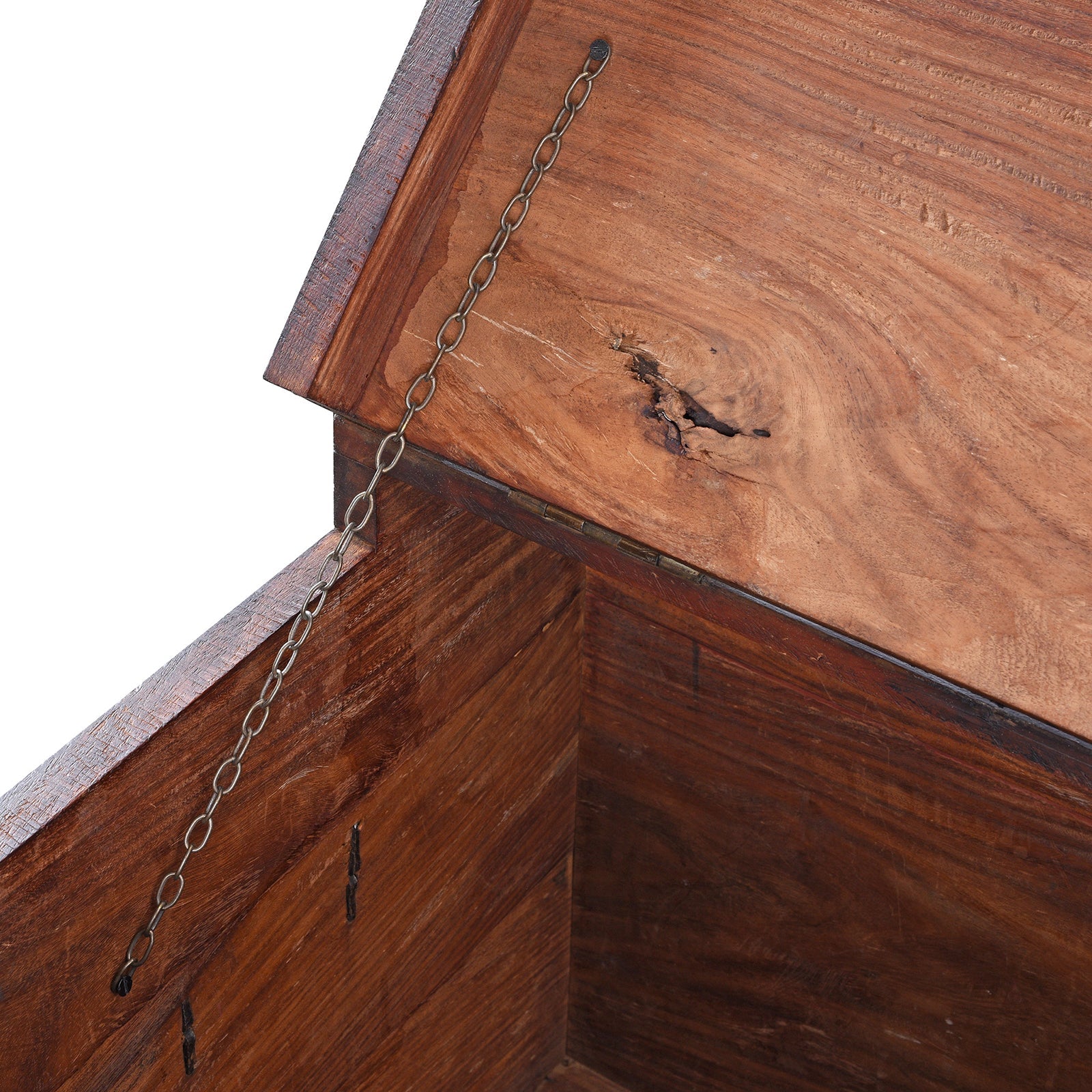 Brass Bound Teak Chest From Shekhawati - 19th Century