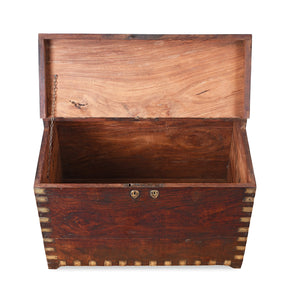 Brass Bound Teak Chest From Shekhawati - 19th Century
